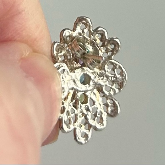 Sterling Silver Lacey Earrings with Semi Precious Stones - Picture 3 of 3